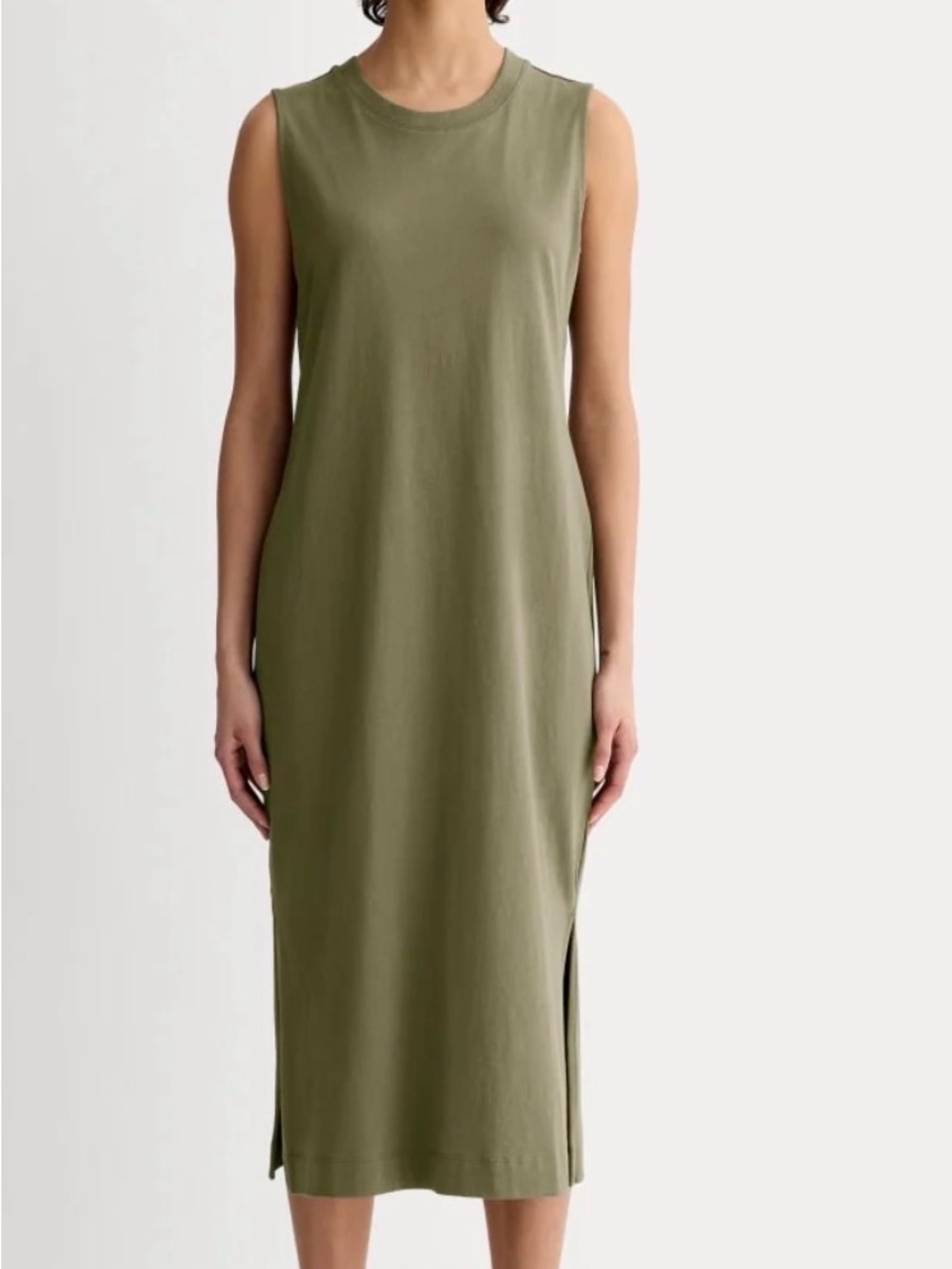 Everlane Olive Sleeveless Midi Tank Dress